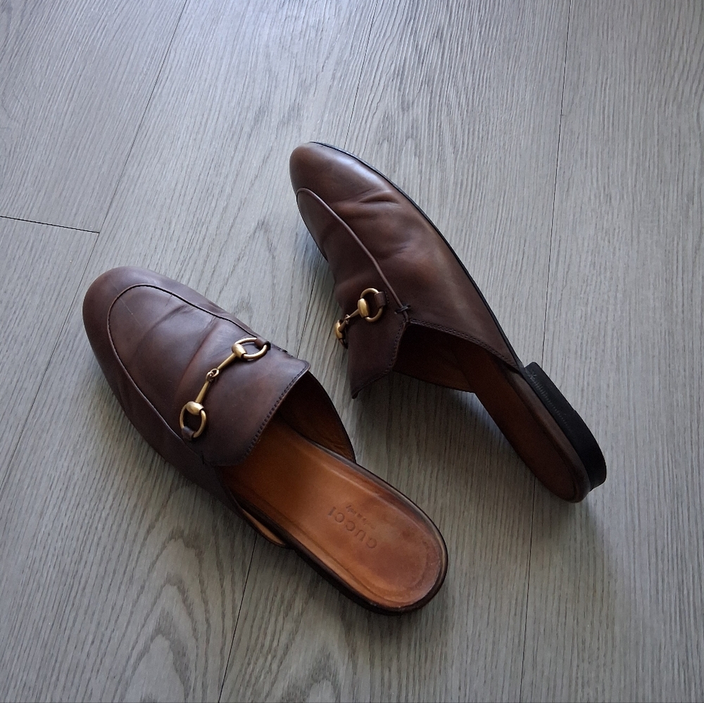 Gucci Princetown Brown Leather Mule 39.5EU - Picture 2 of 16